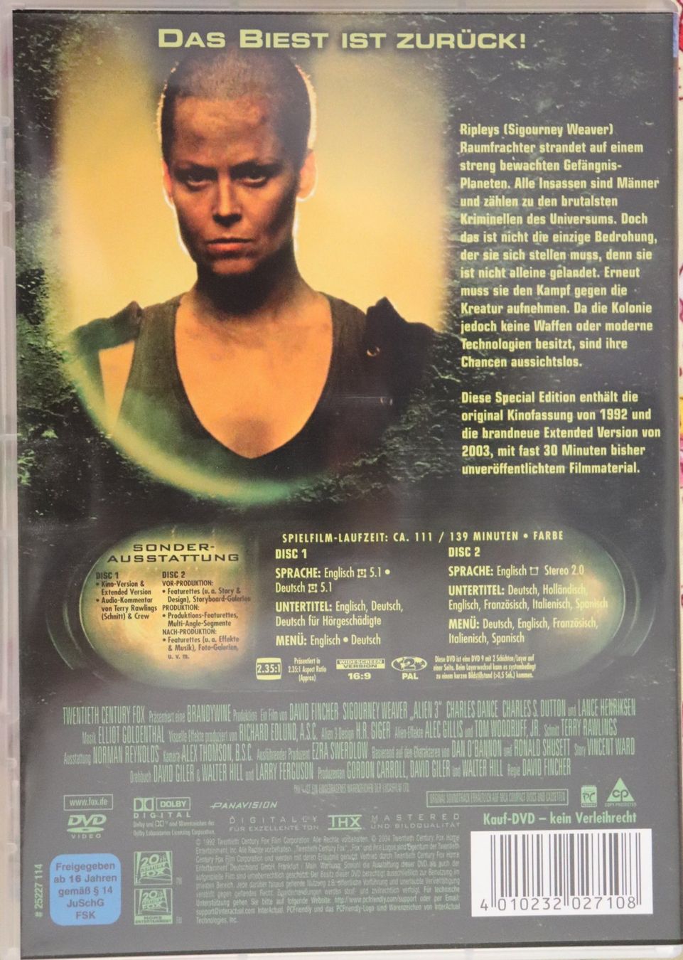 Tutti i DVDs: Alien 3 - Regie David Fincher – Usato da Glattfelden venduto da Sirax 1