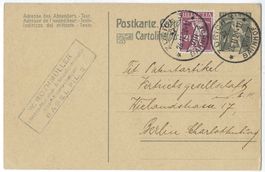 1920 Postkarte Kat-Nr. 68, Zürich nach Berlin, Deutschland