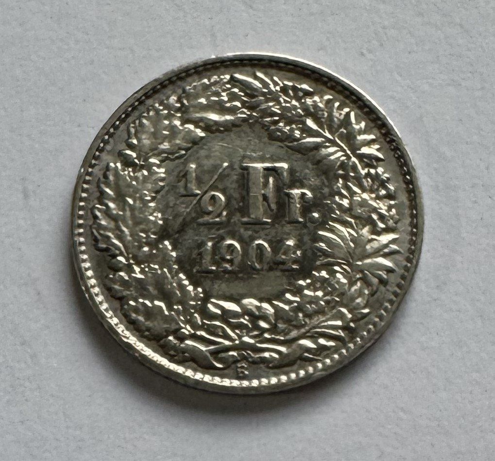 Tutti le monete: 1904 50 Rappen -unz – Usato da Kirchberg SG venduto da Helveticus00