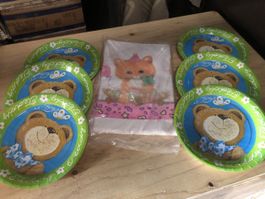 6 Pappteller und 1 Tischdecke, Kinderparty