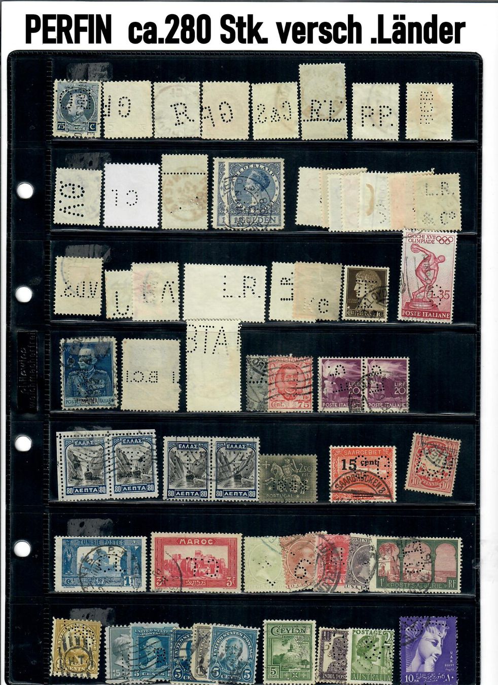 Tutti i francobolli: PERFIN Marken ca.280 Stück versch. Länder untersch.Qualitiät – Usato da Bützberg venduto da Die.6.a