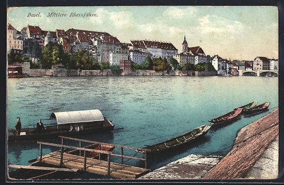 Ansichtskarten: AK Basel, Mittlere Rheinfähre – Gebraucht aus Berlin von bartko-reher