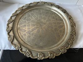 Antikes Metall-Tablett, orientalisch, 46,5cm Durchmesser