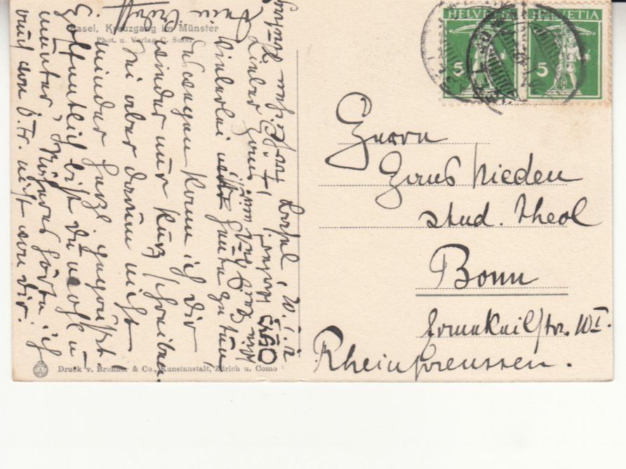 Ansichtskarten: Basel Münster 1912 – Gebraucht aus Bürglen TG von StampGraf 1