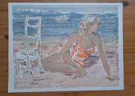 Nanette Genoud CH Künstlerin Jeune fille sur la grêve 1960
