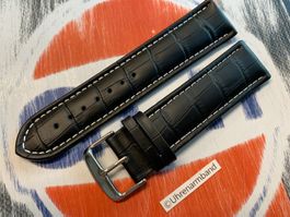 26mm Uhrenarmband,  Leder schwarz Uhrenband