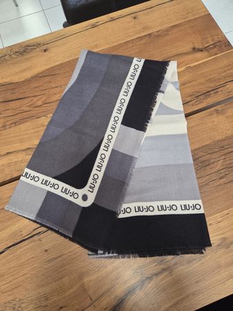 Liu Jo Schal grau schwarz geometrisches Muster neuwertig