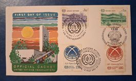 UNO Briefmarken Ersttagsbrief - Genf/Wien/Turin, 1985