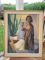 Älteres Stilleben-Ölgemälde mit Heiligenfigur