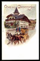 Oberammergau, Postamt und Postkutsche