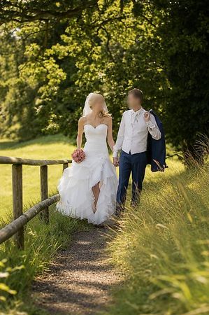 Designer-Brautkleid Eddy K. inkl. Schleier & Diadem  Gr. 28
