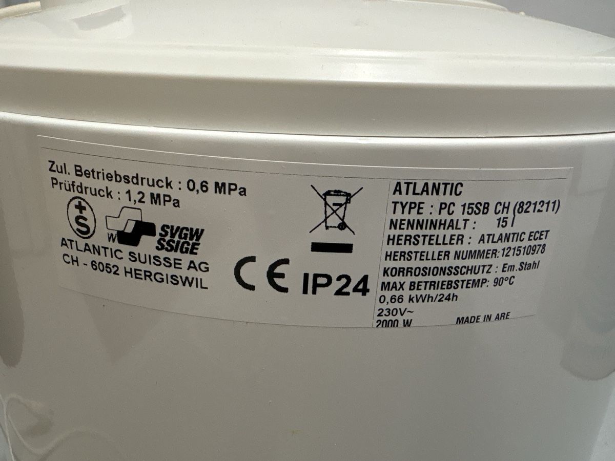 Atlantic Sanitari: 15 l. Wasserboiler Elektrisch von atlanic – Nuovo (secondo la descrizione) da Rümlang venduto da baselsale1 1
