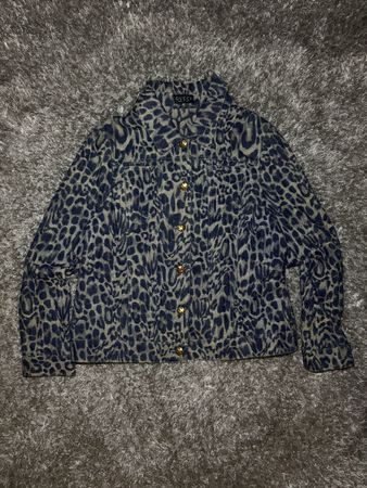 Gucci Leopard Print Denim Jacket, Women's L