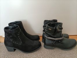 Schuhpaket mit 2 Paar schwarzen Stiefeletten in Gr. 37, NEU!