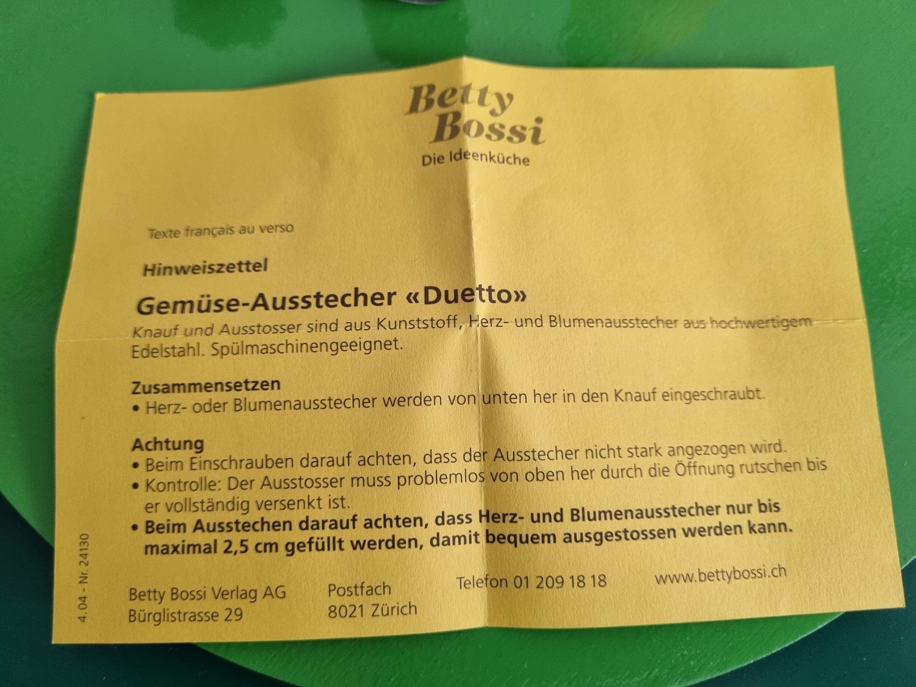 Betty Bossi Teglie da forno: BETTY BOSSI GEMÜSE AUSSTECHFORMEN – Usato da Zofingen venduto da Felpa 2