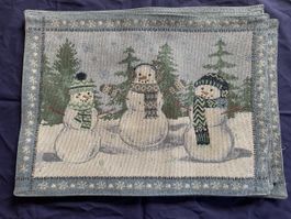 Snowman Tapestry Placemats 4x, Winter Festive Decor, 45x33cm