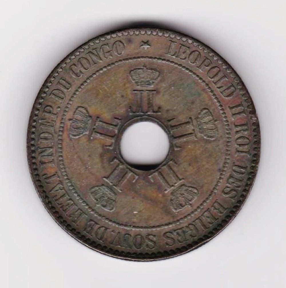 Toutes les monnaies: Congo Belgian 10 Centimes 1889 Leopold II – D'occasion à WilSG par Wil10 1
