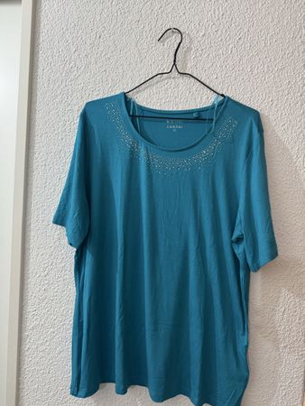 Damen T-Shirt Canda blau mit Steinen Grösse XL