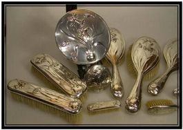 antikes Frisierset WMF versilbertes 10 teiliges 1880 - 1890
