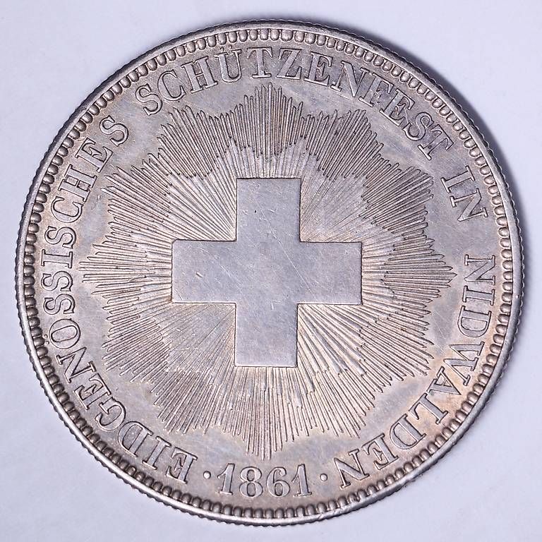 Tutti le monete: Schützentaler 1861 Nidwalden 5CHF – Usato da Basel venduto da nat_pry5 1