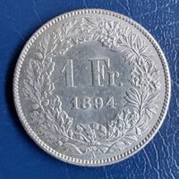 1 Franken 1894 A Helvetia Silber vz.