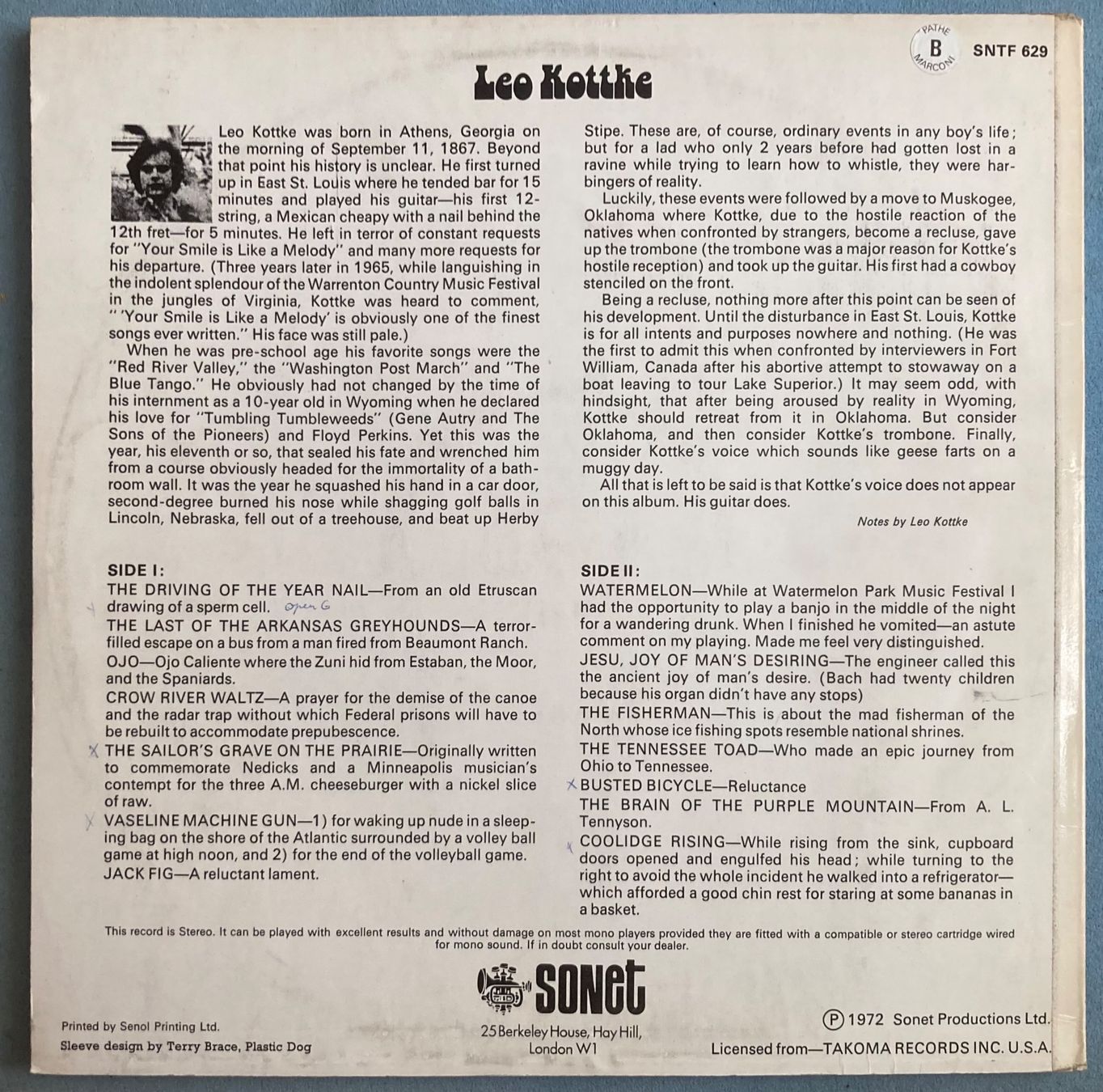 Vinyles: LEO KOTTKE - 6 & 12 STRING GUIAR – D'occasion à Poliez-Pittet par Newtown-Records 1