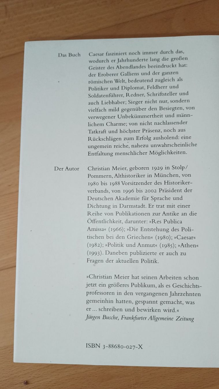 Libri: Caesar / Christian Meier – Nuovo (secondo la descrizione) da Basel venduto da ann_frw2 2