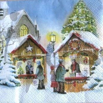 Servietten: Serviette weihnachtsmarkt (w426)2Stk. – Neu (gemäss Beschreibung) aus Schlatt TG von kreativ-atelier