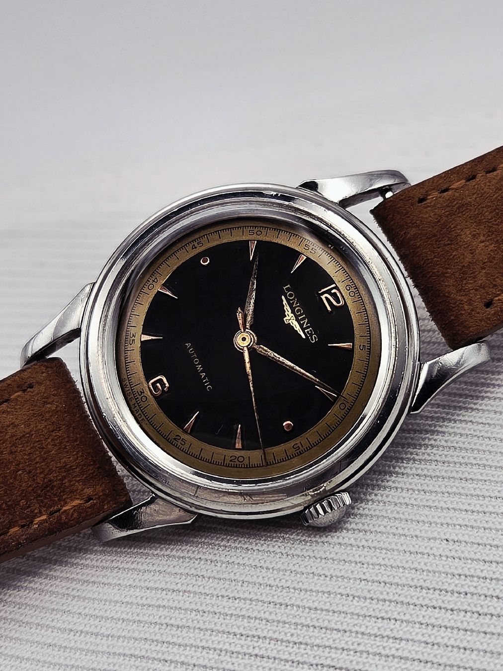 Longines Orologi: Rare Longines 22A- two-tone black -oversize - RÉVISÉE+écrin – Usato da Genève venduto da Adrian2892 3