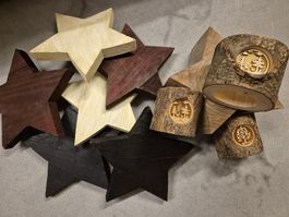 Weihnachtsdekoration Holz,Sterne,Kerzen