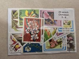 25 Orchideen Briefmarken, verschiedene Motive, Top Zustand!