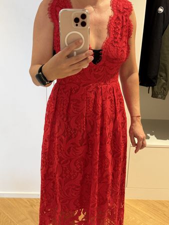 Kleid in Spitze, Rot, Gr 36