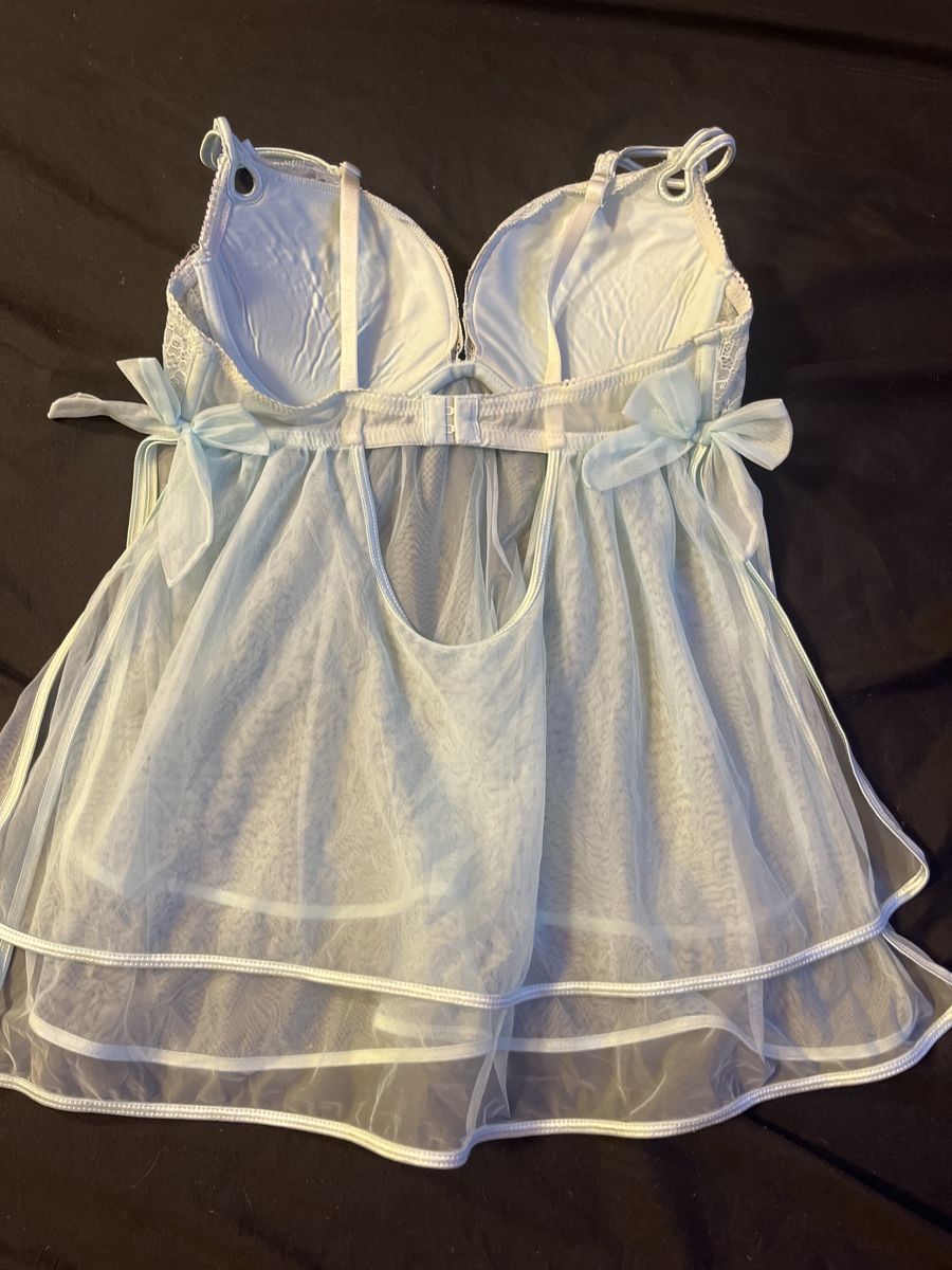 Sonstige Unterwäsche: Verführerisches Neglige, Gr. 70C, Hellblau, Spitze – Gebraucht aus Kaisten von saleforfun 2