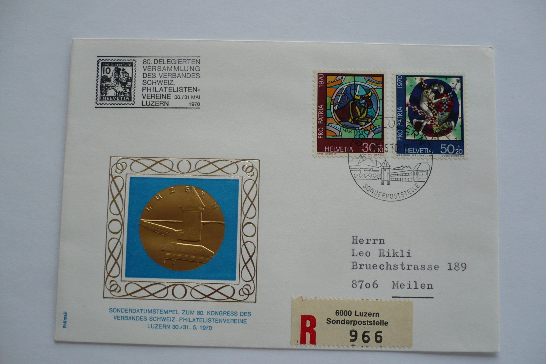Tutti i francobolli: 1970 80. Delegiertenversammlung VSPhV, Luzern – Usato da Zürich venduto da saltandpepper008