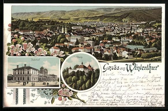 Cartoline postali: Litho Winterthur, Totalansicht mit Umgeb – Usato da Berlin venduto da bartko-reher