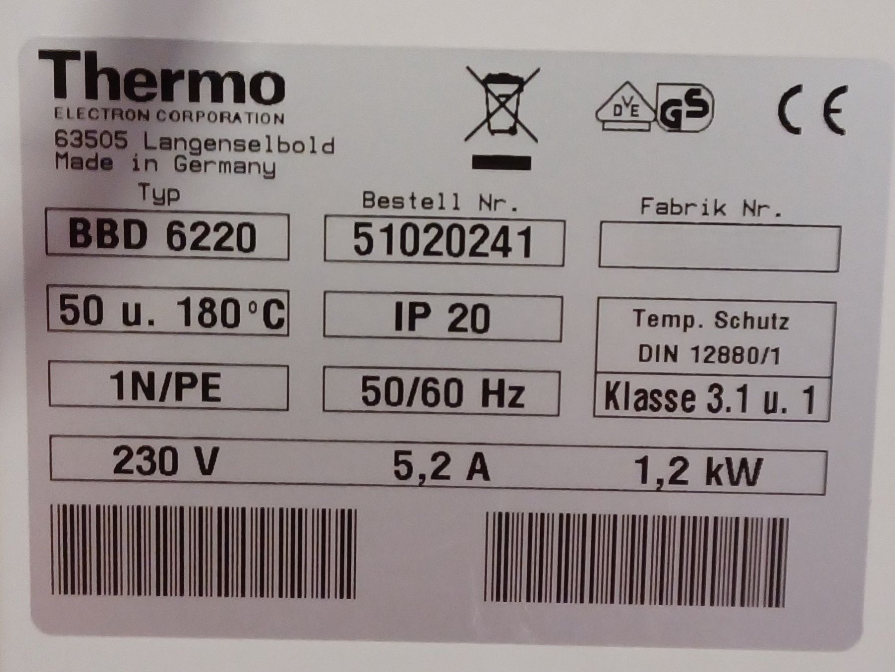 Accessori da laboratorio: Thermo BBD 6220 CO2 incubator – Usato da Niederdorf venduto da LeptonAG_Labor 8