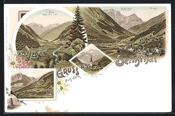 Cartoline postali: Litho Elm /Sernfthal, Engi II, Matt mit  – Usato da Berlin venduto da bartko-reher