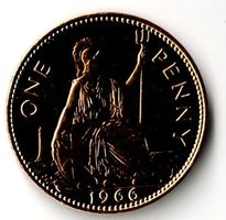 1966_One Penny_Elizabeth_II