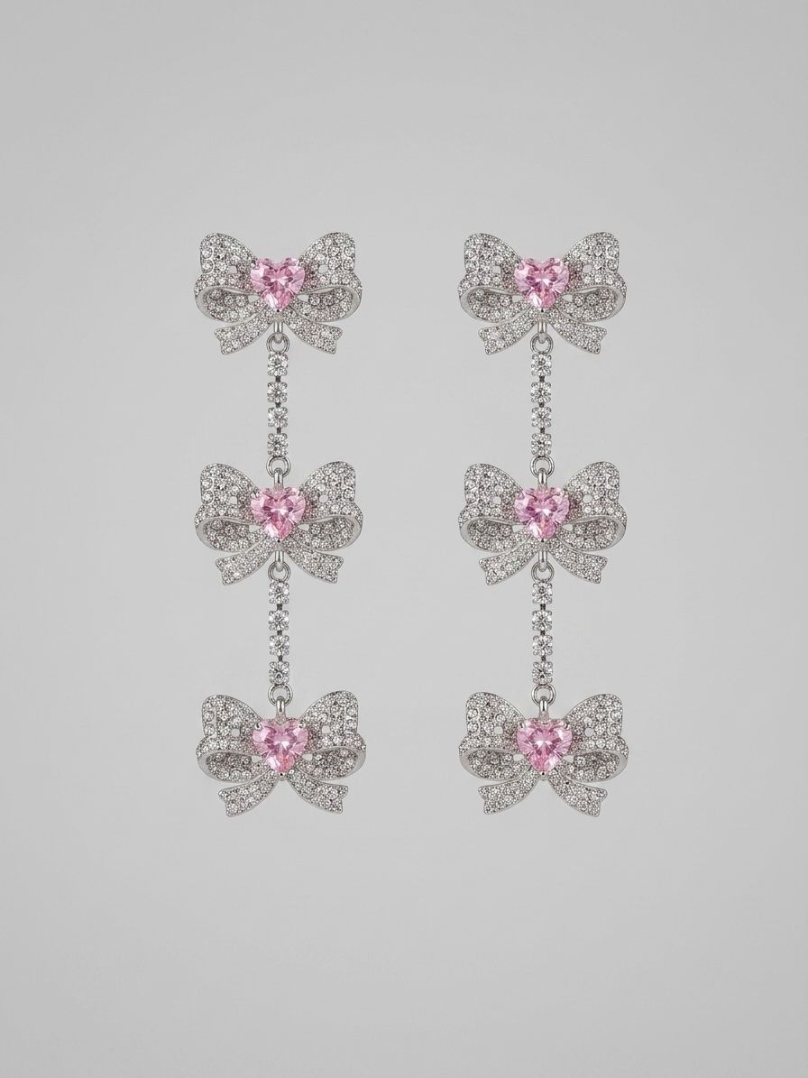 Orecchini pendenti & Orecchini a lobo: Boucles d'oreilles nœud rose cristal – Nuovo e nell'imballaggio originale da St-Maurice venduto da Sandrinette123 2