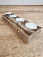 Advents-Teelichthalter aus Holz, frohes Fest!