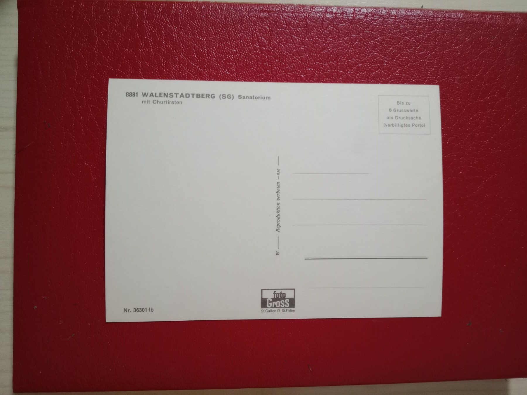 Cartoline postali: Walenstadtberg St.Gallen Sanatorium – Usato da Küttigen venduto da Melisch1000 1