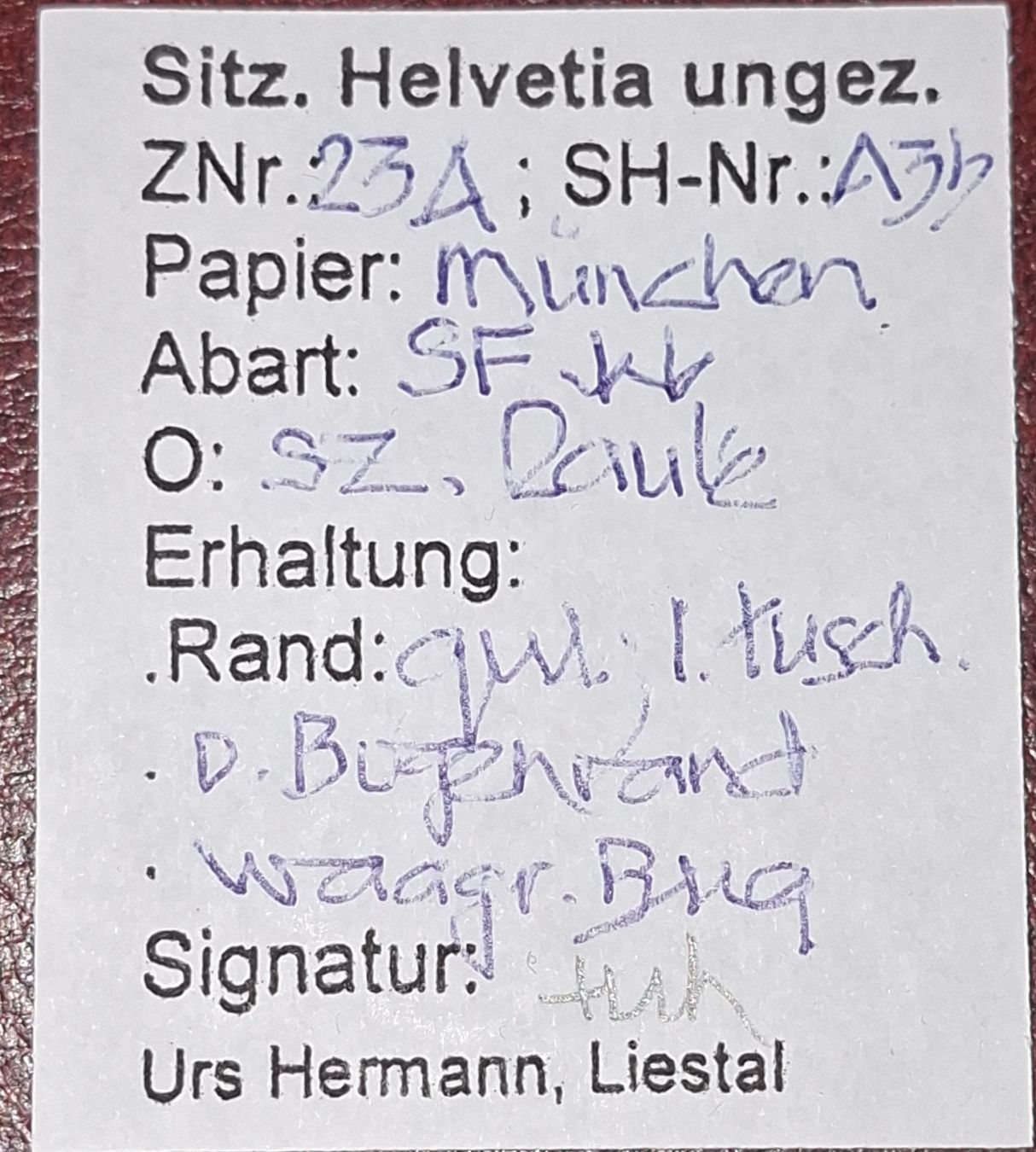 Tutti i francobolli: Strubel 23A3.b mit Befund – Usato da Balgach venduto da SIMEON27 2