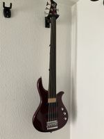 Bass Gitarre 5-Saiter dunkelrot fretless