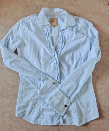 BLUSE 0039 ITALY M HEMD TUNIKA RÜSCHEN TOP ZU JACKE HOSE 38