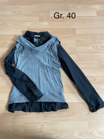 2in1 Bluse, rau/Schwarz, Grösse 40