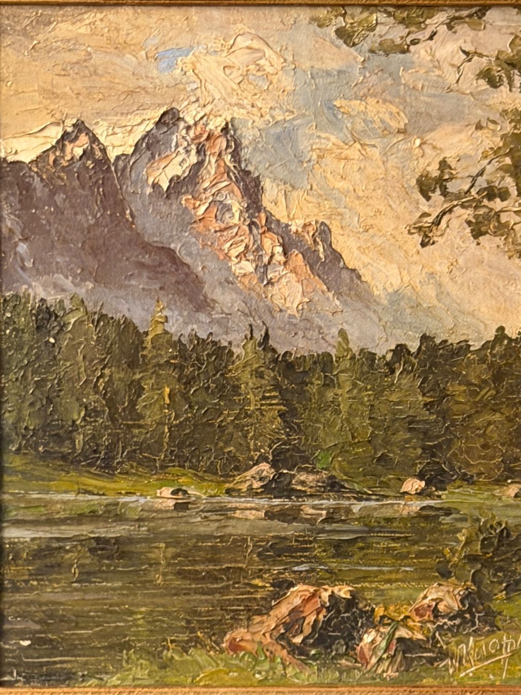 Dipinti: Antike Bergmalerei Landschaft 1949 – Usato da Basel venduto da PAUL_ART 4