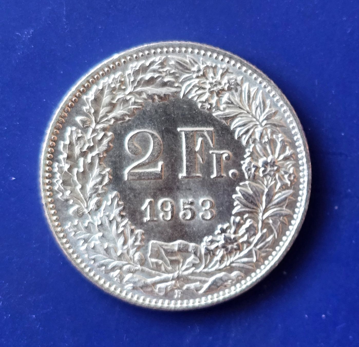 Tutti le monete: Silber Schweiz 2 Fr. 1953 Stempelriss – Usato da Winterthur venduto da Cruiser3 1