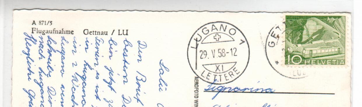 Cartoline postali: Flugaufnahme Gettnau LU  1958 – Usato da Wolhusen venduto da Curver9 1