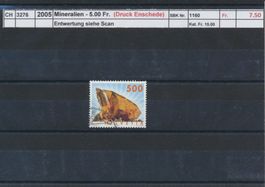 2002 "Mineralien - 5.00 Fr.", (Druck Enschede), gestempelt