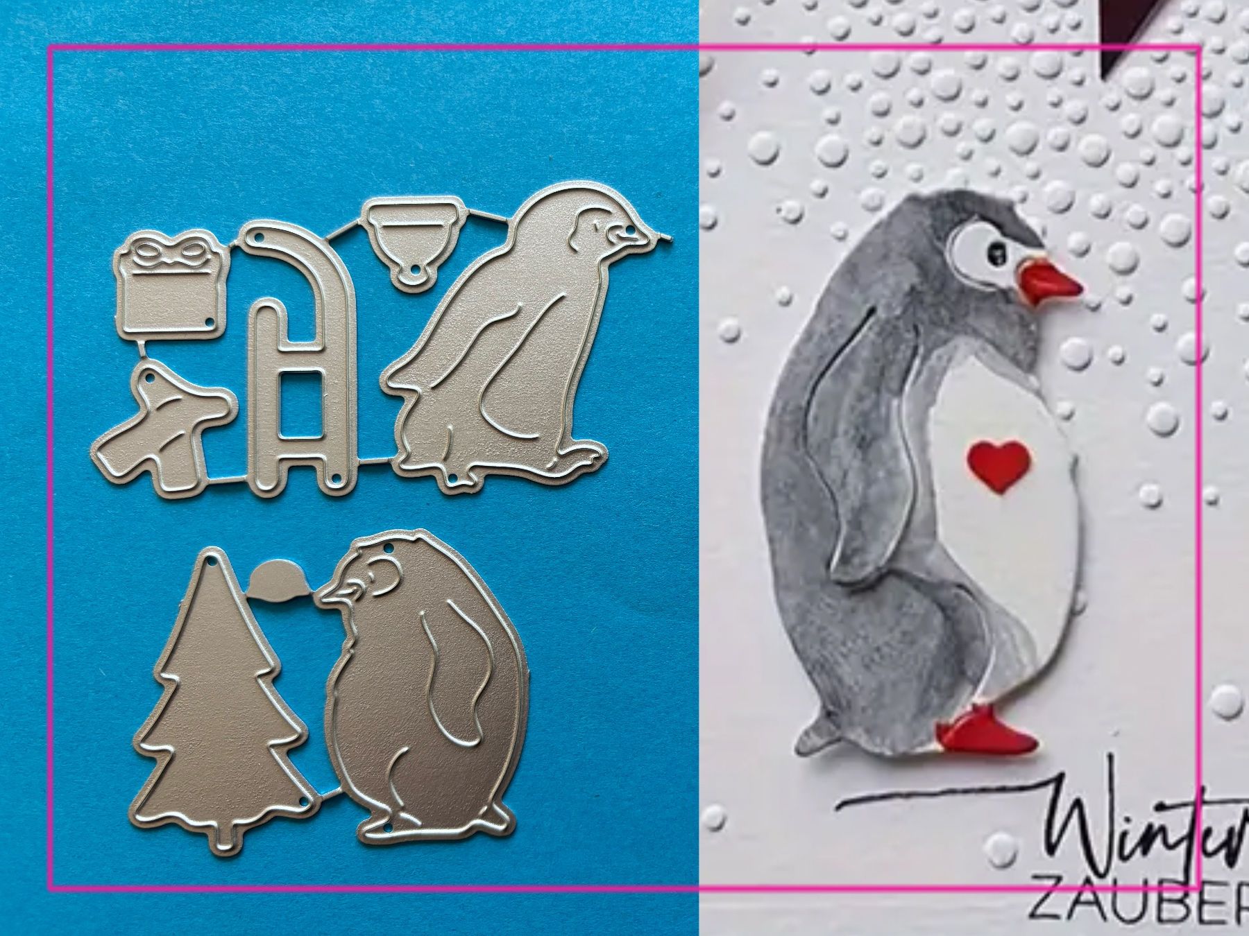 Sciablone: 2x Pinguine u. weitere Winter Formen  - Stanzschablone – Nuovo e nell'imballaggio originale da Frenkendorf venduto da jazzplatten